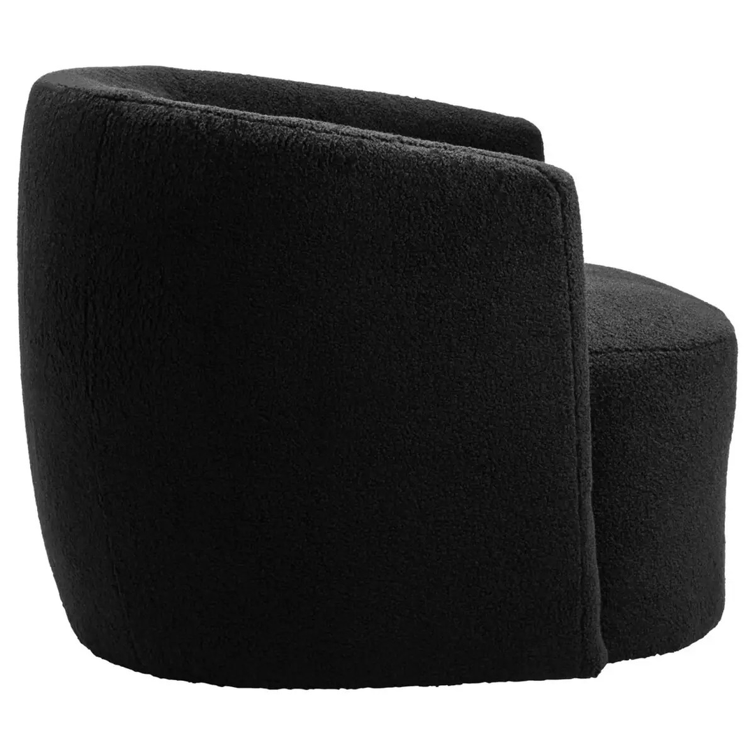 Black Boucle Effect Curved Lounge Chair With Swivel Base