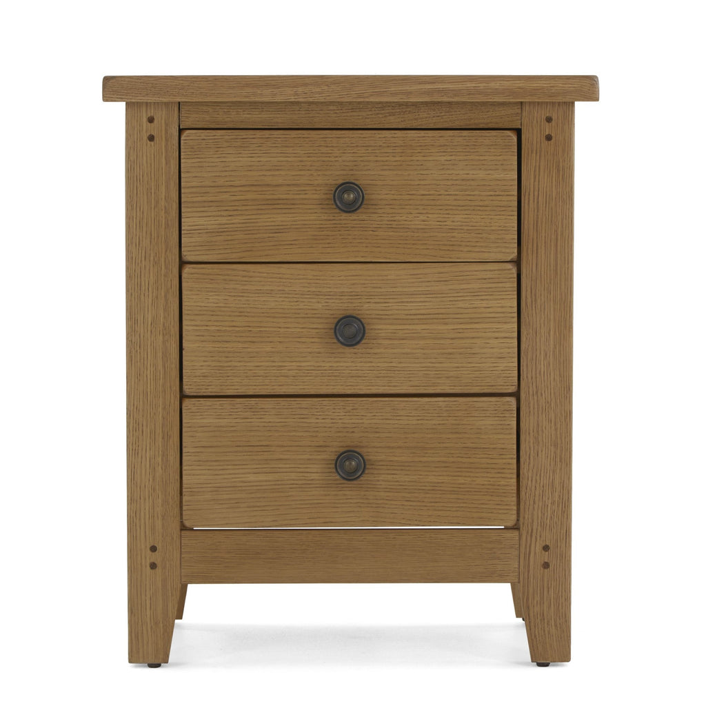 Barnham Oak 3 Drawer Bedside Table