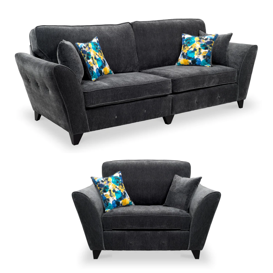 Canterbury Love Chair & 4 Seater Fabric Sofa Set Choice Colours