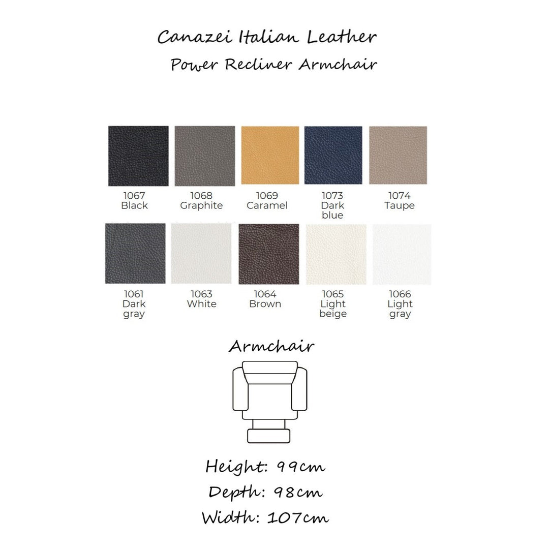 Canazei Italian Leather Sofa & Chair Collection - Choice Of Standard Sofa or Power Recliner 