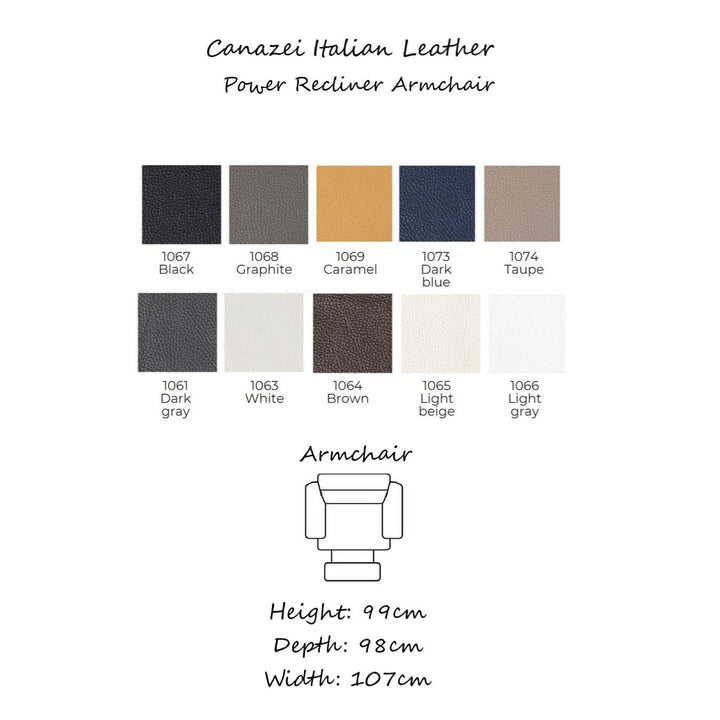 Canazei Italian Leather Sofa & Chair Collection - Choice Of Standard Sofa or Power Recliner 