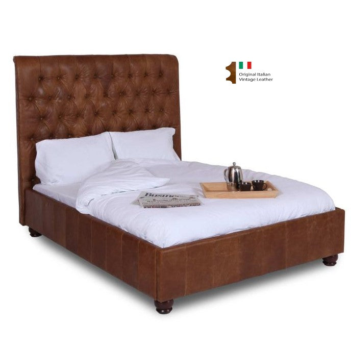 Carnaby Vintage Leather 4ft 6 Double Bed Choice Feet