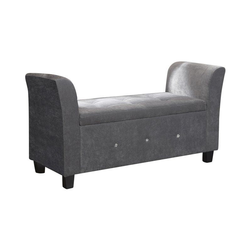 Vera Upholstered Window Seat / Bench - Grey - The Furniture Mega Store 