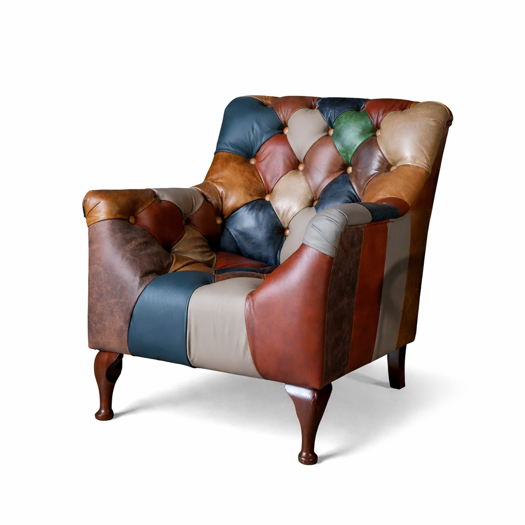 Bamford Leather Patchwork Armchair - Interior Envy