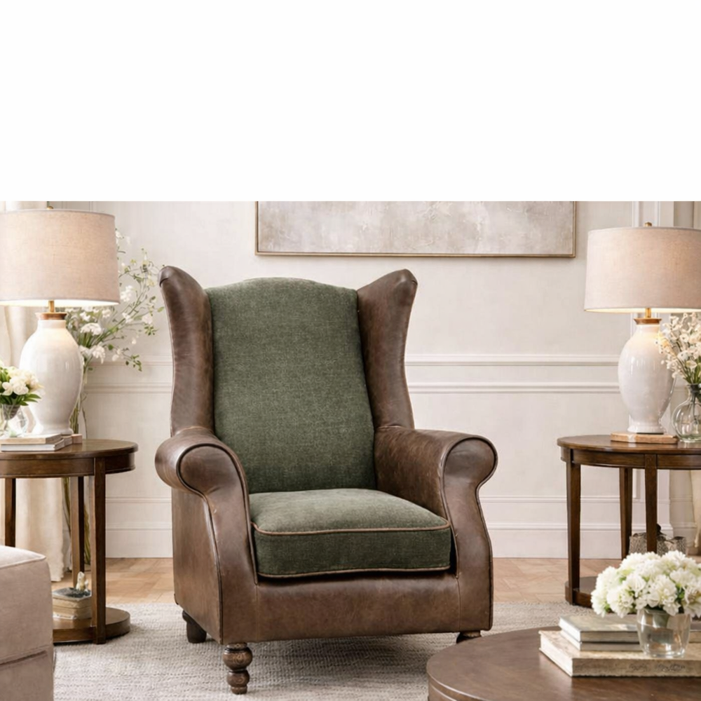 Elford Armchair Verona Seaweed & Fudge Leather - Interior Envy