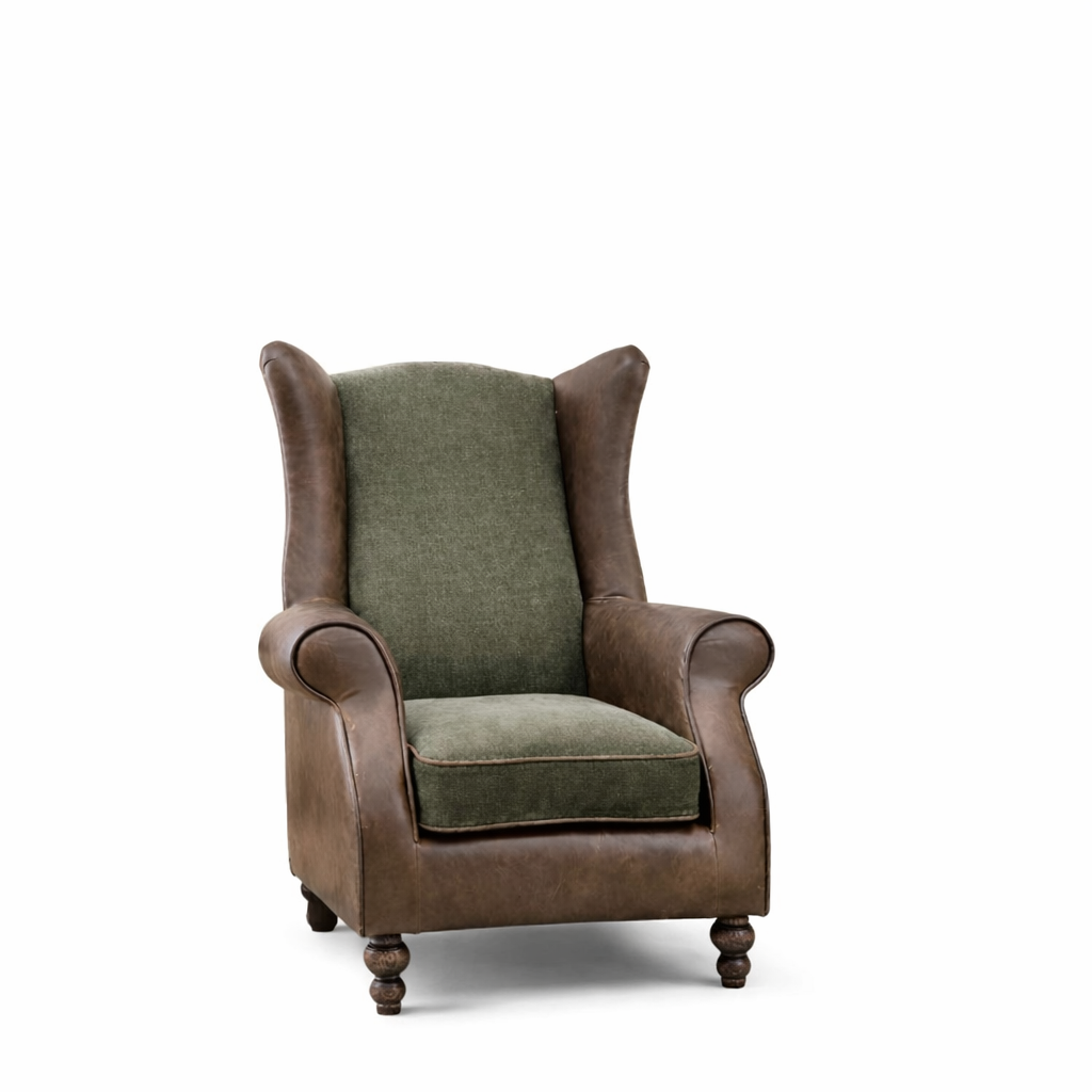 Elford Armchair Verona Seaweed & Fudge Leather - Interior Envy