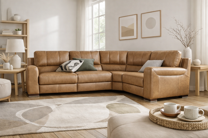Viali  Italian Leather Corner Sofa - Optional Power Recliner & Choice Of Leathers