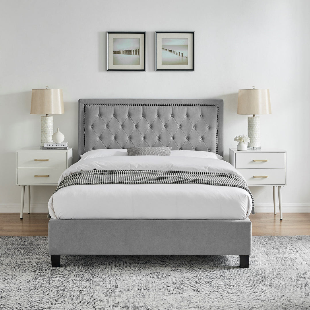 Grove Buttoned Upholstered Bed Frame 4'6 Double - Choice Of Colours - Interior Envy