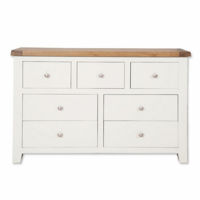 St.Ives White Painted & Oak 7 Drawer Wide Chest