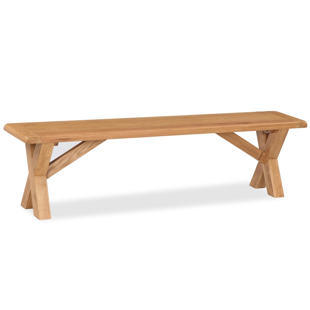 Sailsbury Solid Oak Cross Leg Dining Bench - 175cm - The Furniture Mega Store 