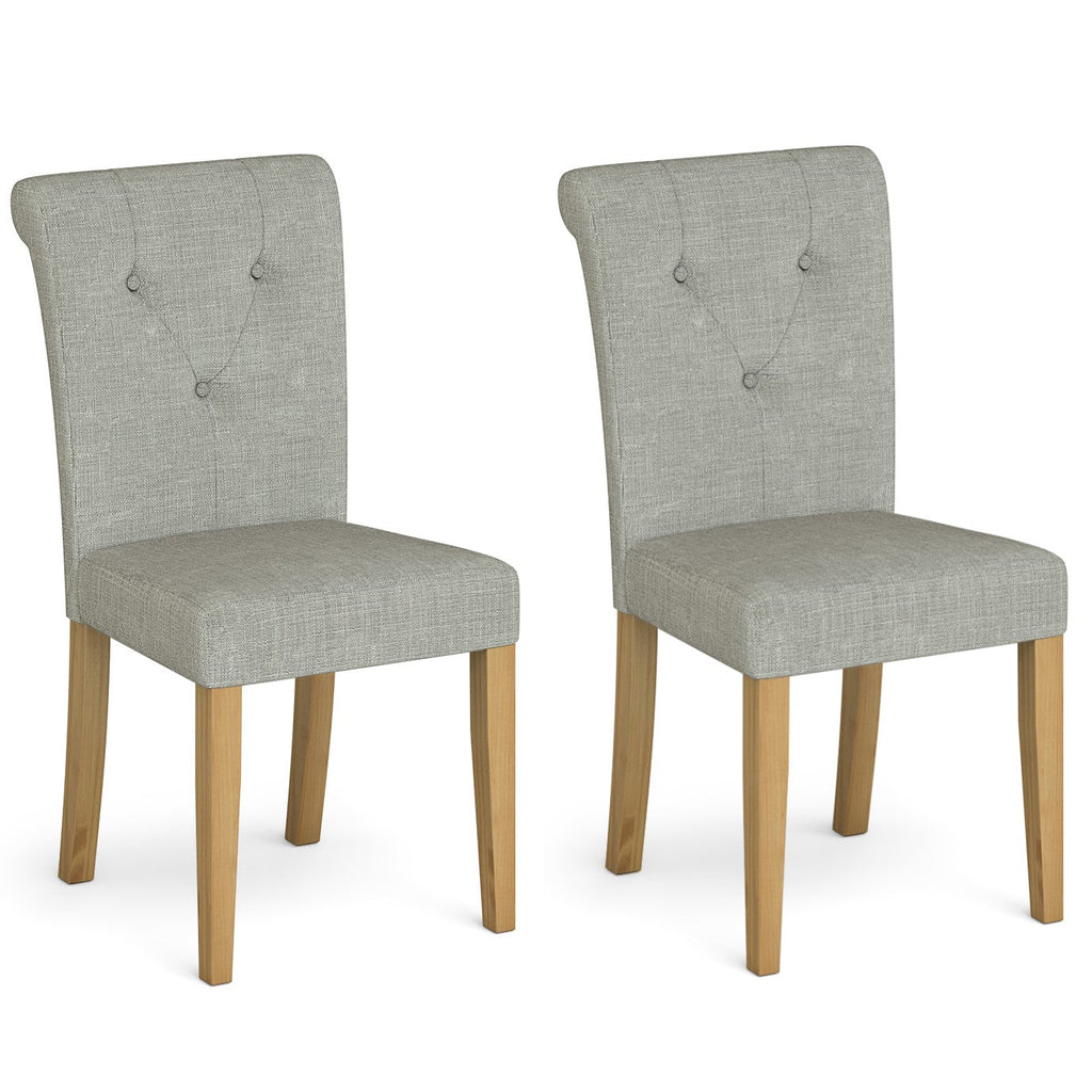 Country Grey and Oak Collection Fabric Dining Chairs - Sold In Pairs