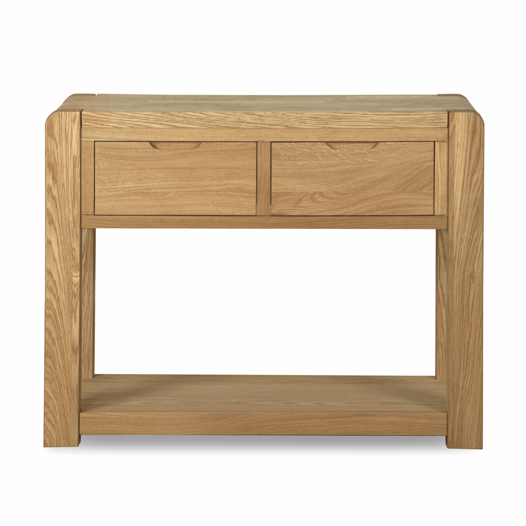 Bakerloo Console Table Bakerloo Oak 2 Drawer Console Table - 100cm | Interior Envy