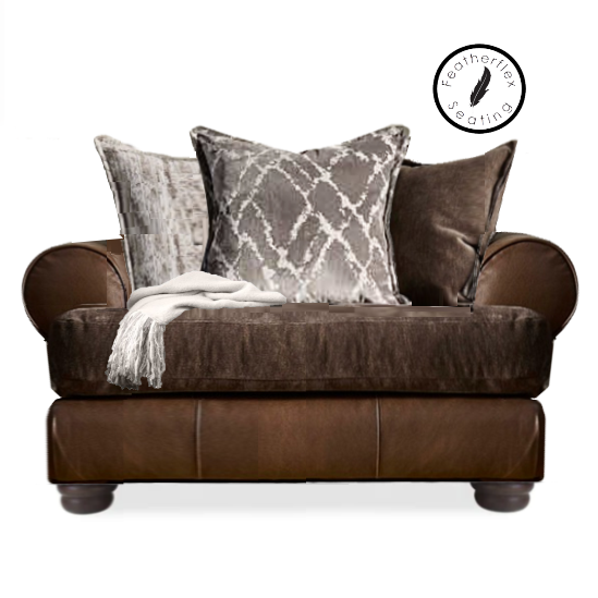 Horatio Leather & Fabric Mix Love Chair - Interior Envy