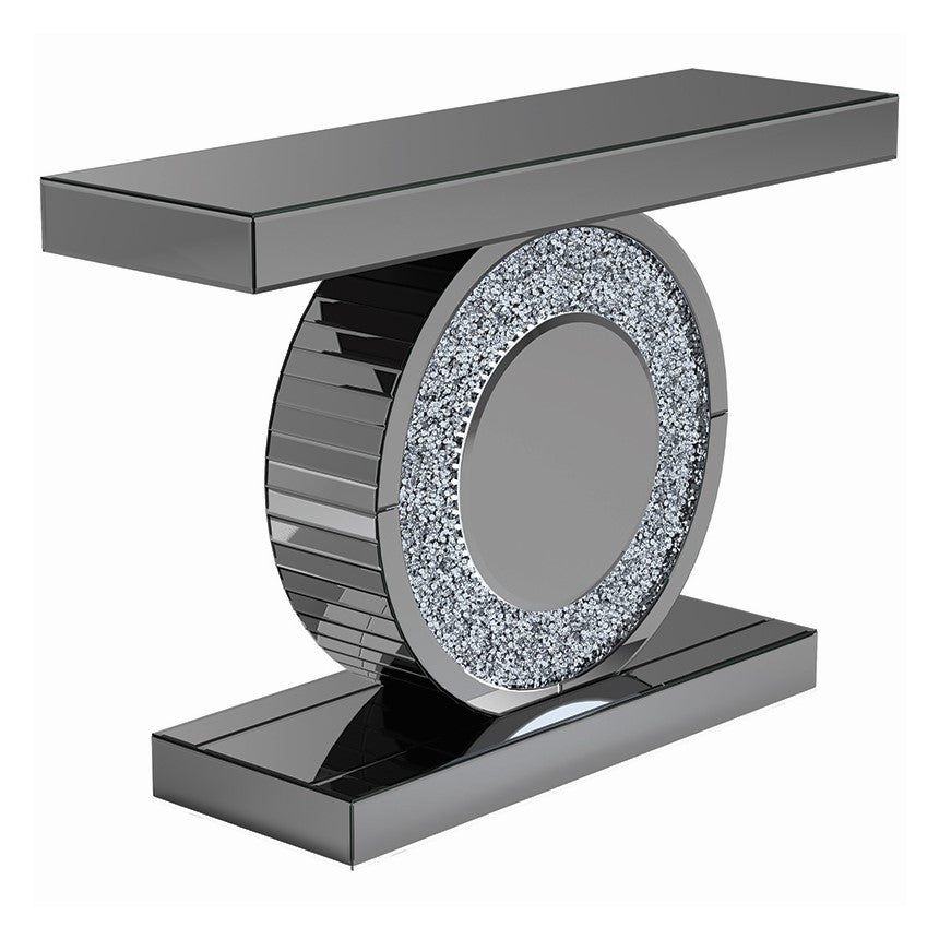 Console Sparkle Table Large Crushed Diamond Mirrored LED Sparkle Console Table | Interior Envy