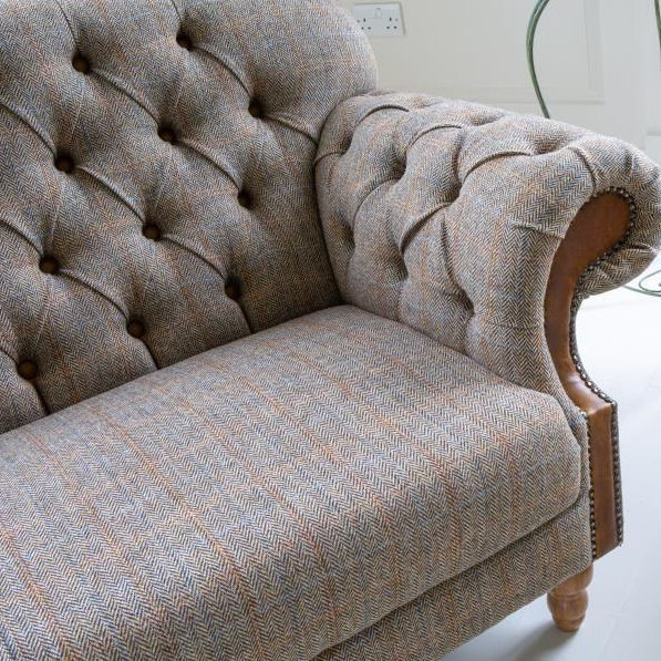 Haworth Buttoned Back Hunting Lodge Harris Tweed® & Brown Vintage ...