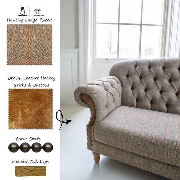 Haworth Buttoned Back Hunting Lodge Harris Tweed® & Brown Vintage ...