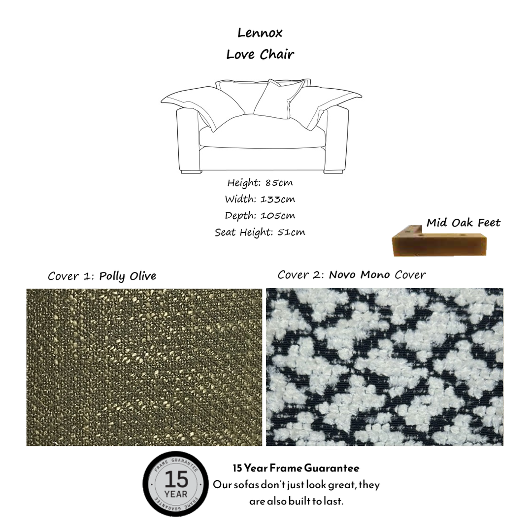 Lennox Fabric Pillow Edge Love Chair