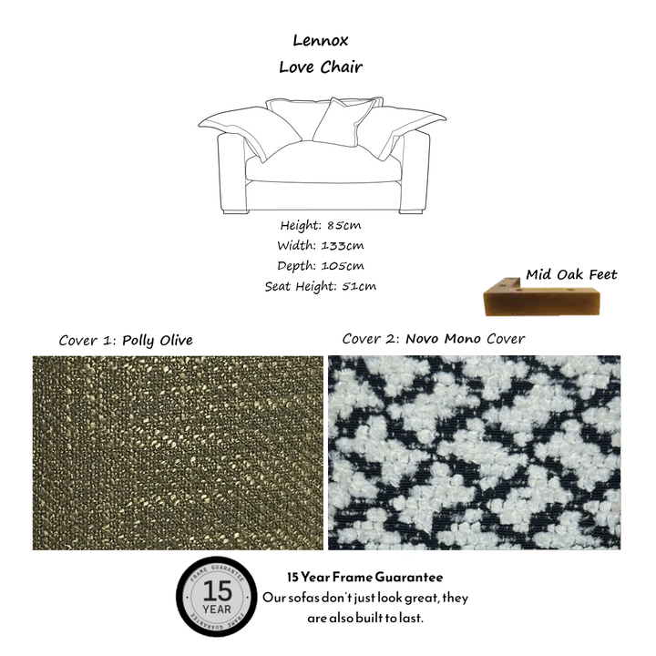 Lennox Fabric Pillow Edge Love Chair