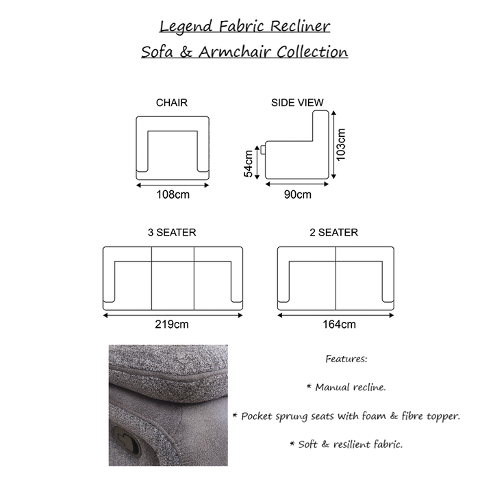Legend Manual Recliner Armchair - The Furniture Mega Store 