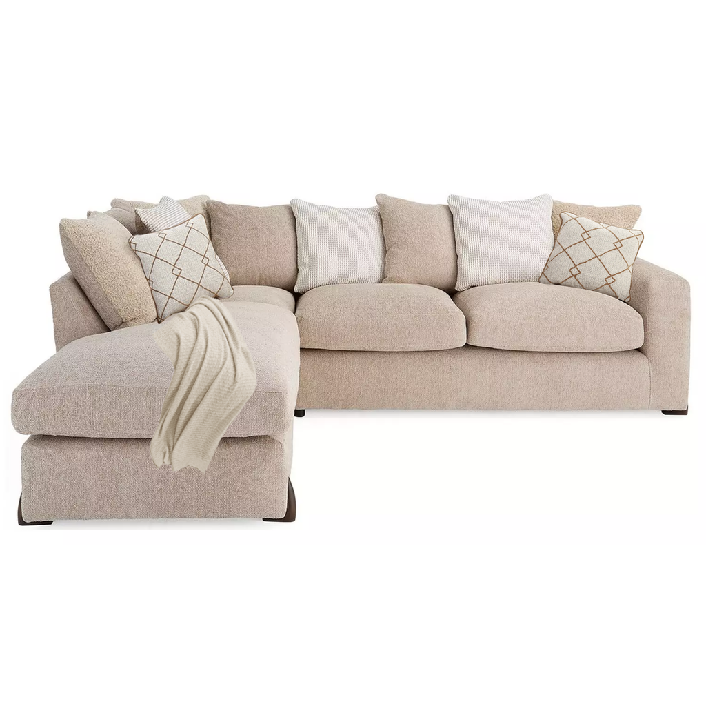 Axel Fabric Corner Sofa Choice Pillow Or Standard Back Fabrics & Feet