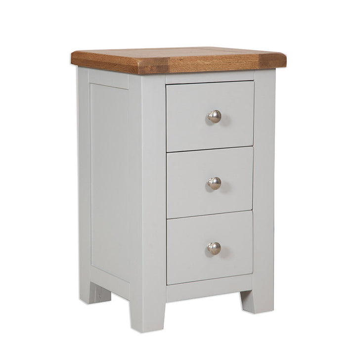 St.Ives French Grey & Oak 3 Drawer Bedside Cabinet - The Furniture Mega Store 