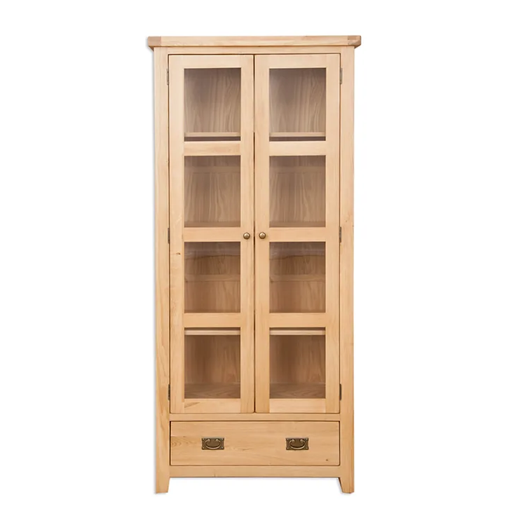 Wiltshire Oak 2 Door 1 Drawer Glazed Display Cabinet