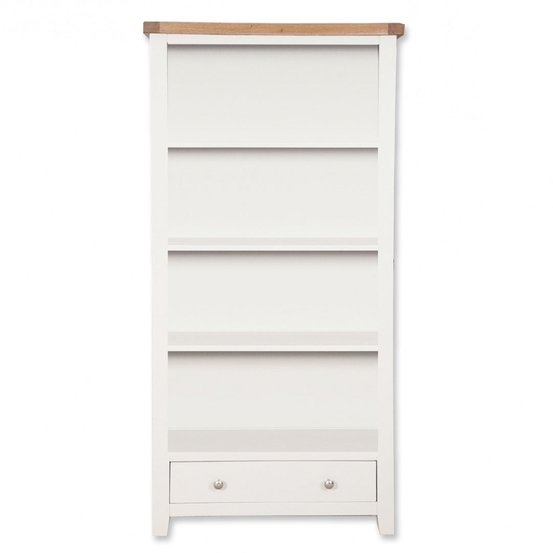 St.Ives White Painted & Oak Large 1 Drawer Bookcase - The Furniture Mega Store 