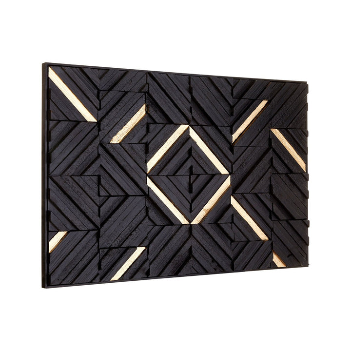 Modello Gold & Black Wood Panel Wall Art 120cm x 80cm - The Furniture Mega Store 