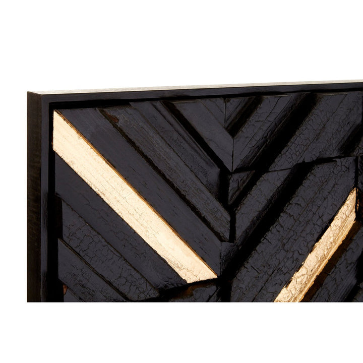 Modello Gold & Black Wood Panel Wall Art 120cm x 80cm - The Furniture Mega Store 