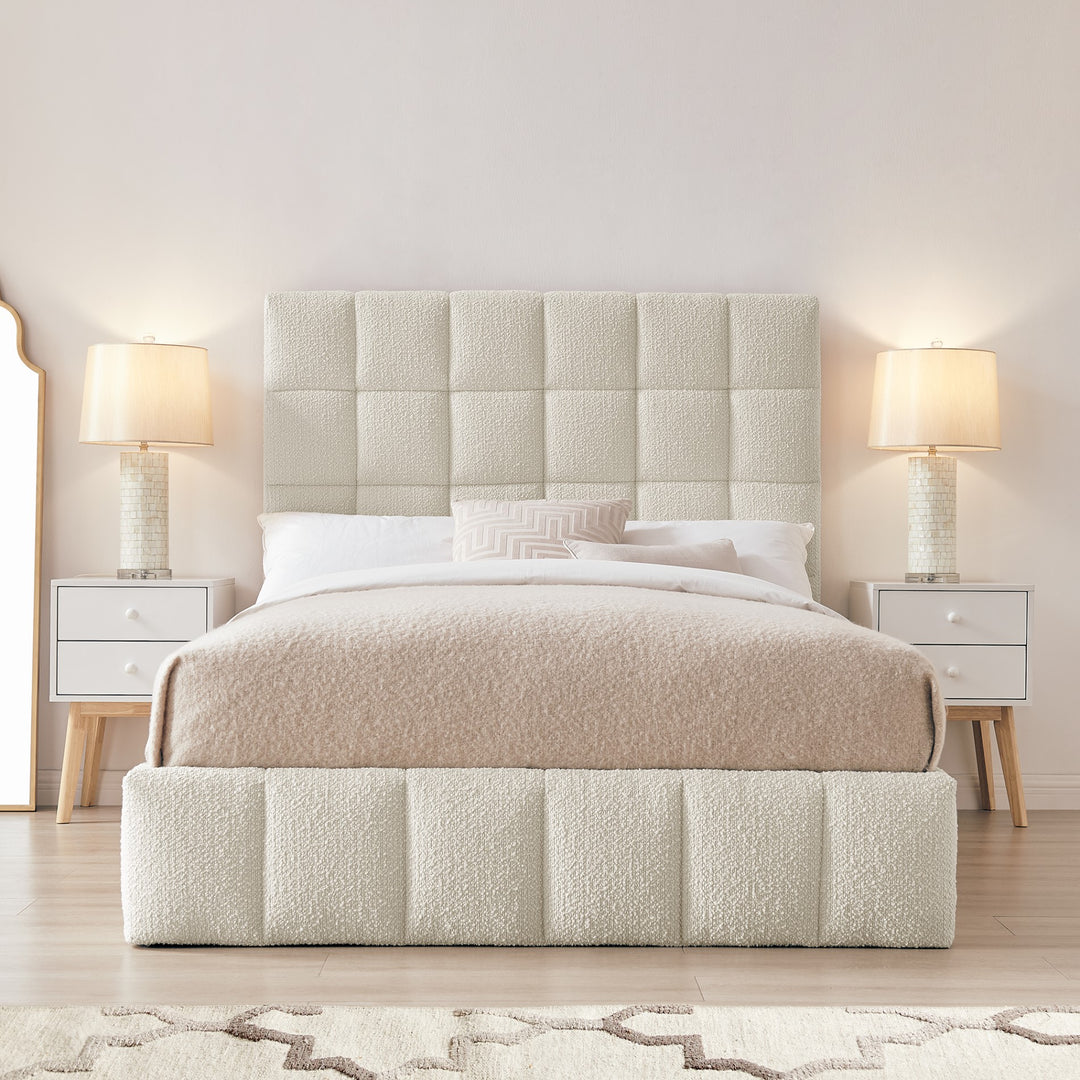 Silvia Boucel Upholstered Ottoman Bed Frame - Choice Of Sizes & Colours - Interior Envy