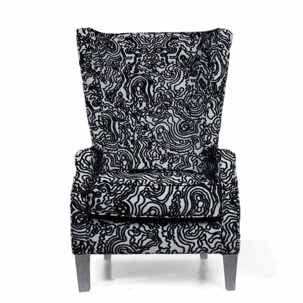 Noelle Fabric Throne Wingback Accent Chair Choice Legs