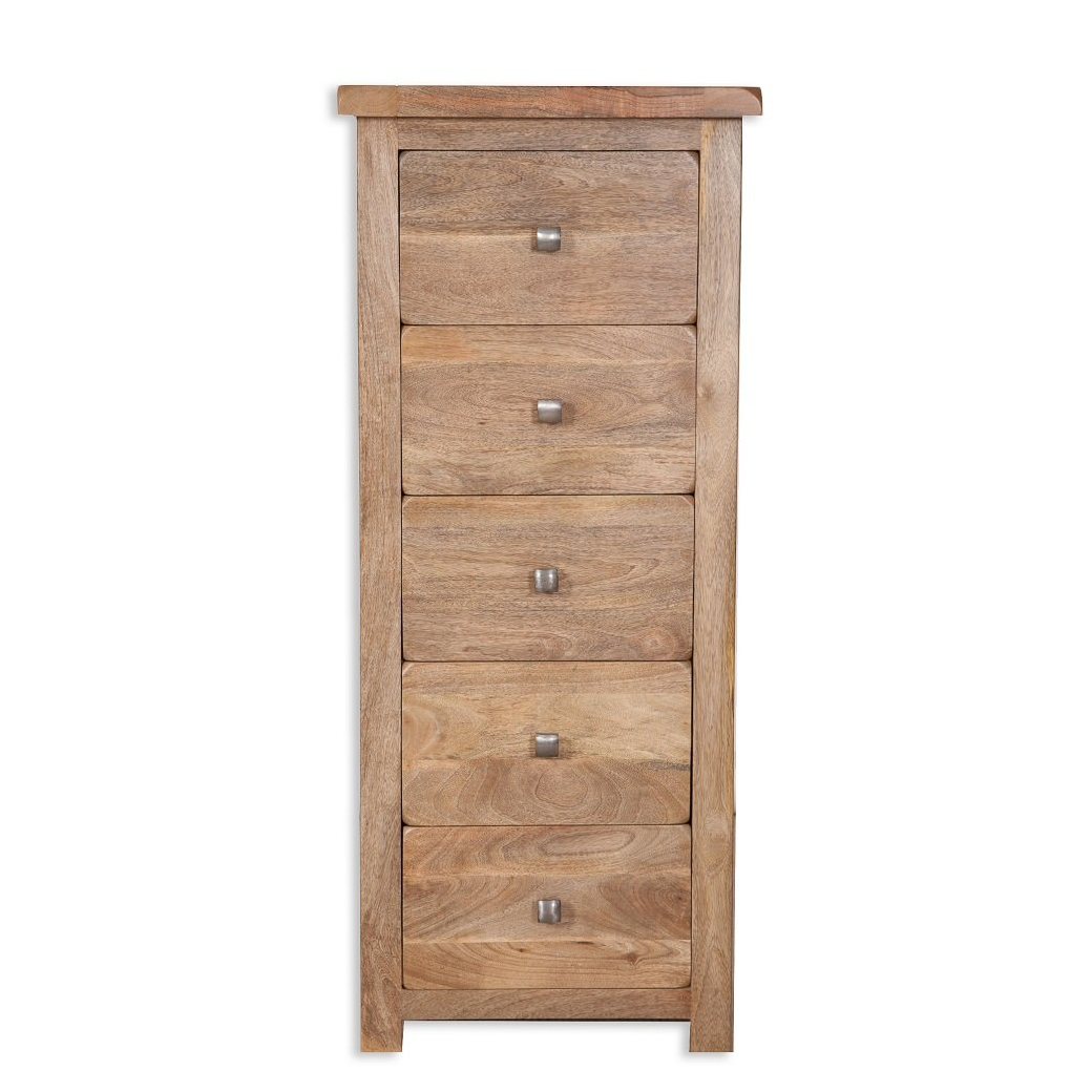 Odisha Mango Wood 5 Drawer Tall Chest - Interior Envy