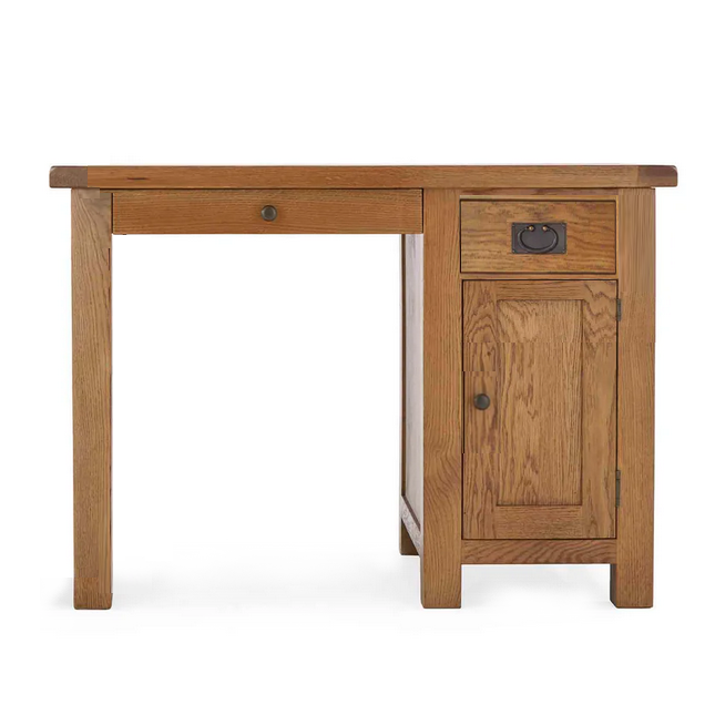 Sailsbury Solid Oak Single Pedestal Desk - 110cm - Interior Envy