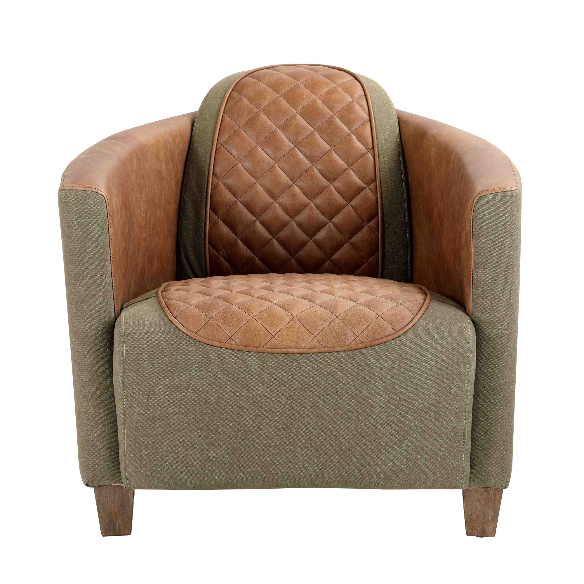 Vincent Rocket Aniline Vintage Leather & Canvas Tub Chair