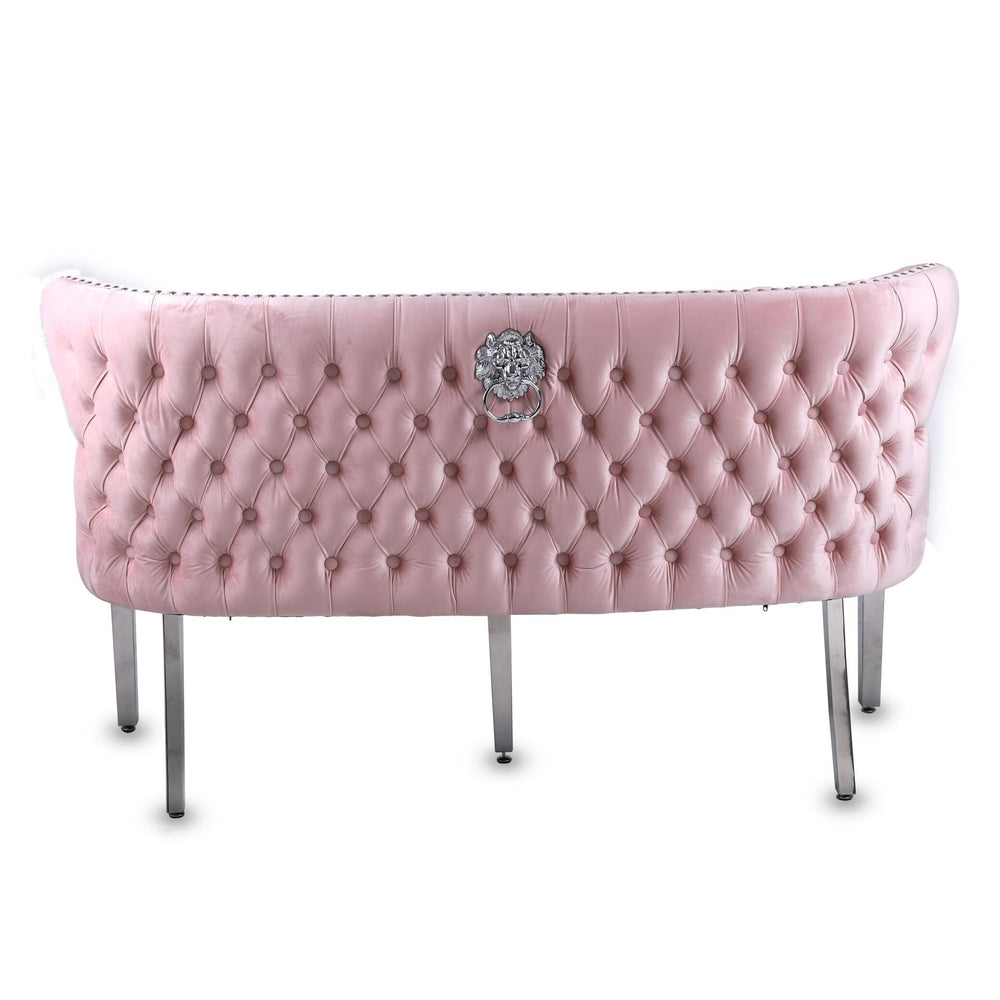 Valentino Pink Velvet Button Back Bench - The Furniture Mega Store 