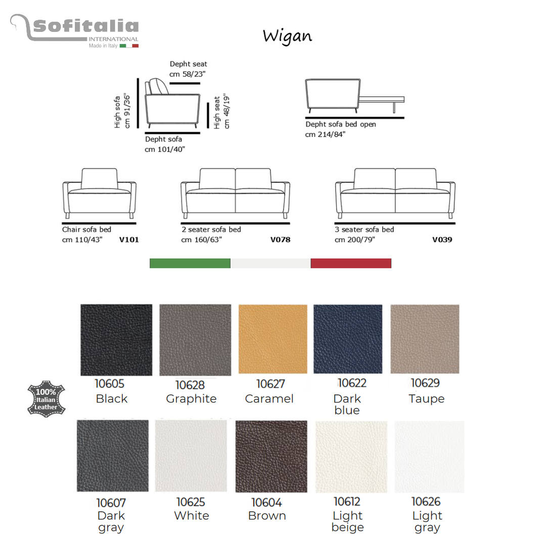 Wigan Luxury Italian Leather Sofa Bed - Choice Of Size & Leathers - Interior Envy