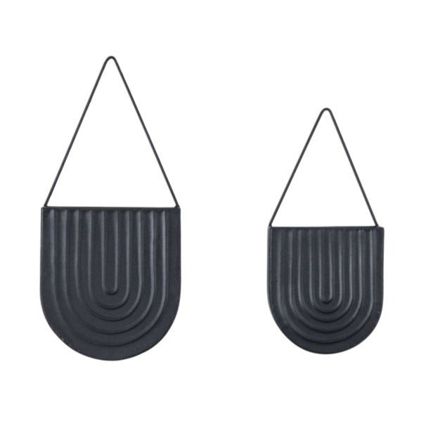 Lulu Wall Planters (Set of 2) Black - The Furniture Mega Store 