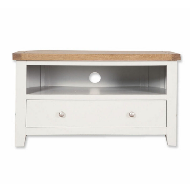 St.Ives Painted & Oak 1 Drawer Corner TV Cabinet