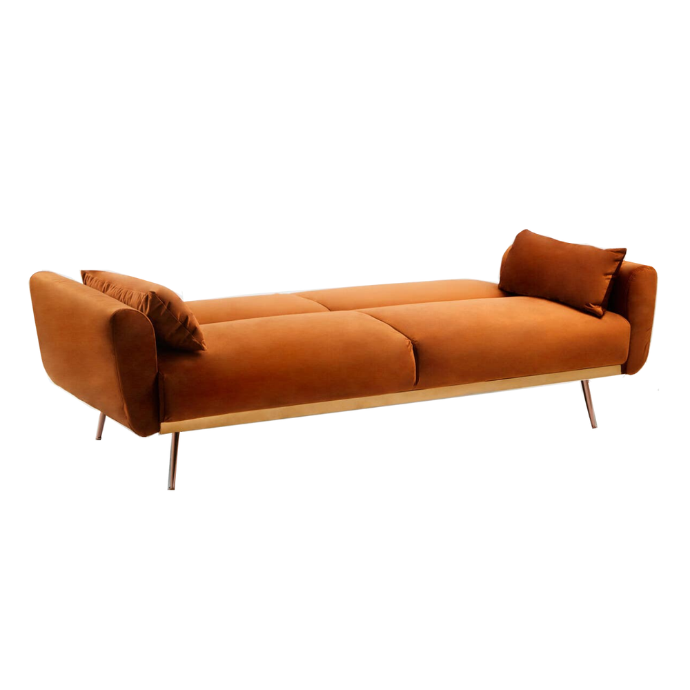 Hatton Sofa Bed - Burnt Orange Velvet - Interior Envy