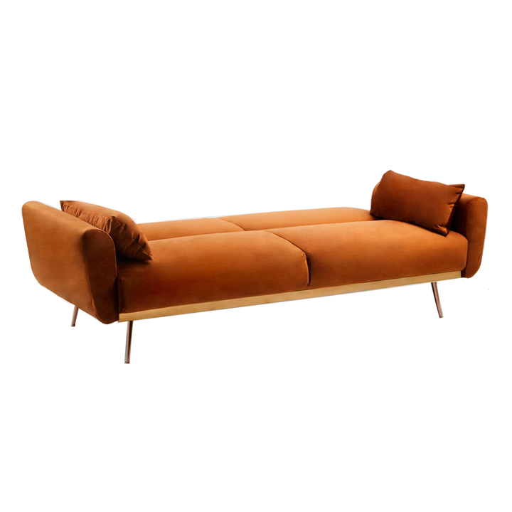 Hatton Sofa Bed - Burnt Orange Velvet - Interior Envy