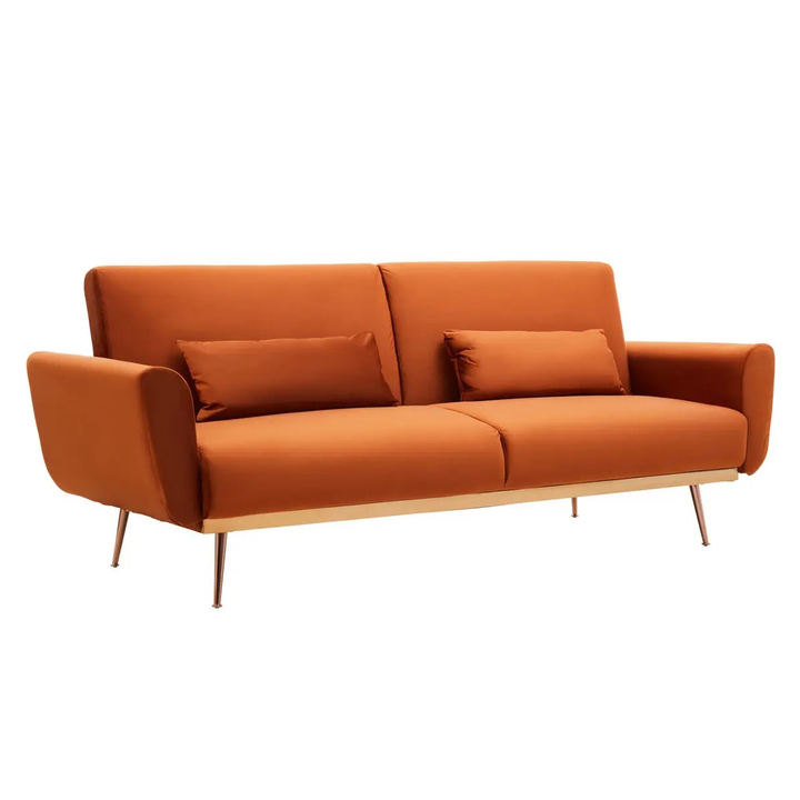 Hatton Sofa Bed - Burnt Orange Velvet - Interior Envy