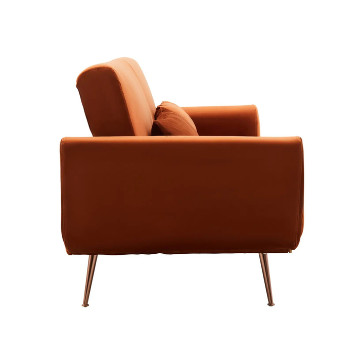 Hatton Sofa Bed - Burnt Orange Velvet - Interior Envy