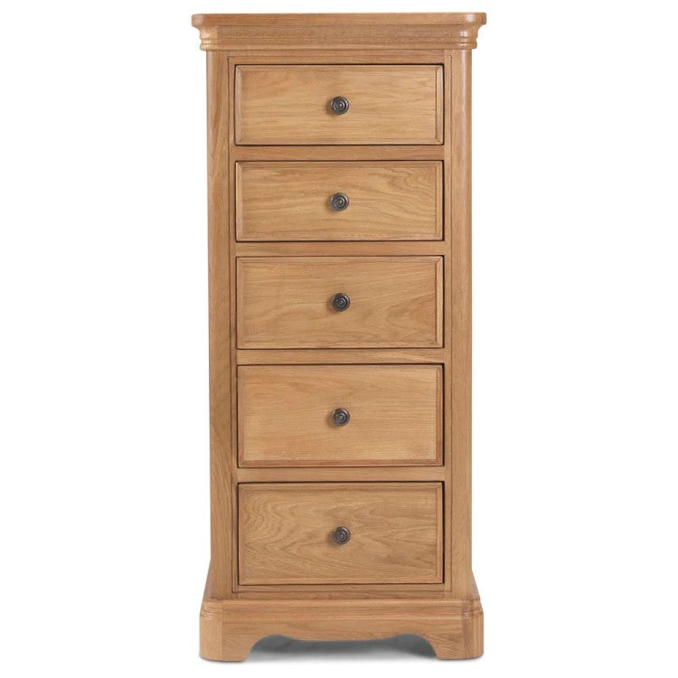Cannes Natural Oak 2 Door 5 Drawer Tallboy Chest - The Furniture Mega Store 