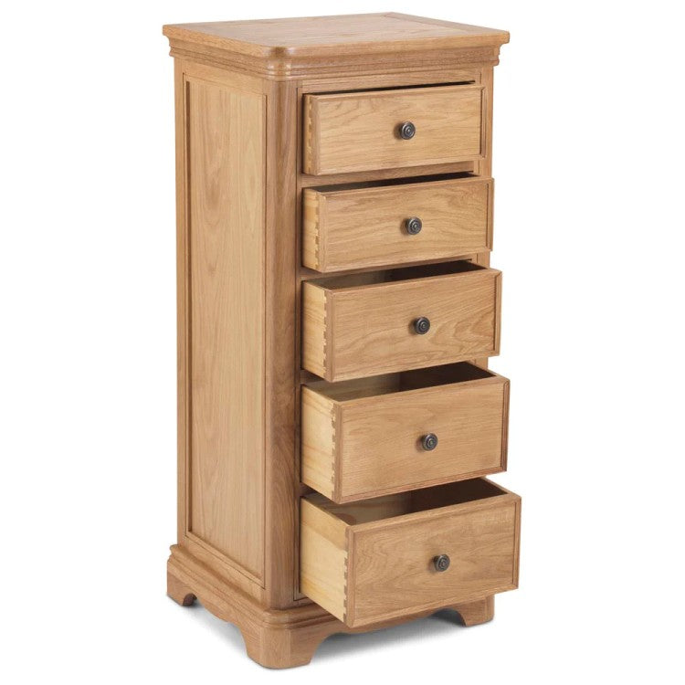 Cannes Natural Oak 2 Door 5 Drawer Tallboy Chest - The Furniture Mega Store 