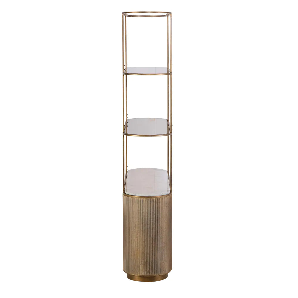 Belvedere Aged Gold Shelving Unit with Storage
