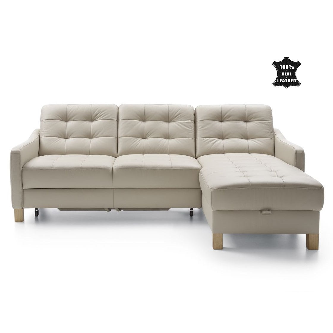 Malmo Leather Corner Chaise Sofa Bed Storage