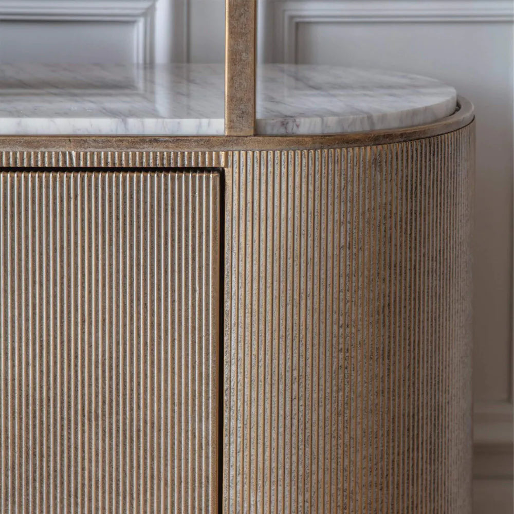 Belvedere Aged Gold Shelving Unit with Storage
