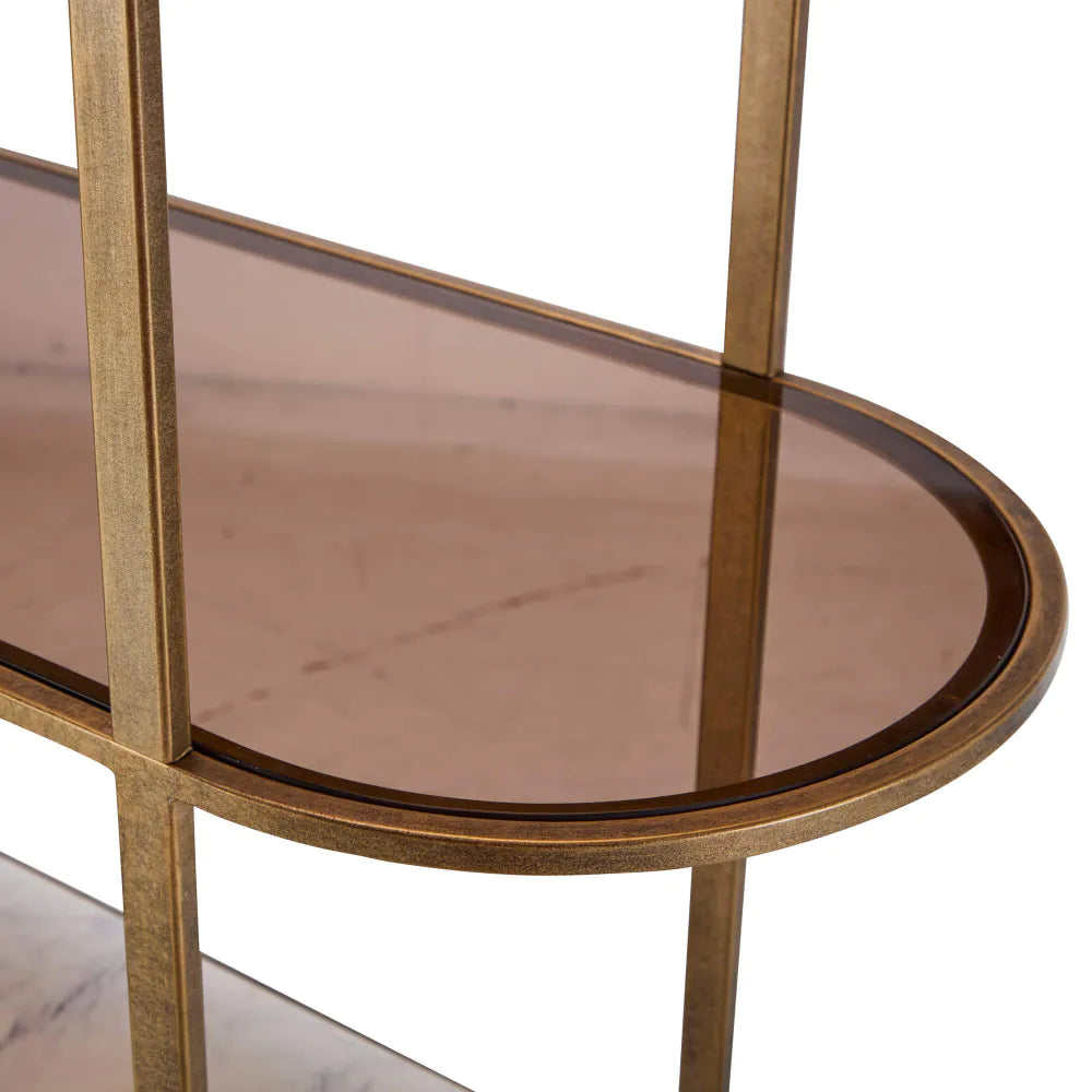 Belvedere Aged Gold Shelving Unit with Storage