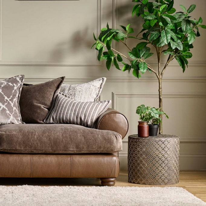 Horatio Leather & Fabric Mix Love Chair - Interior Envy