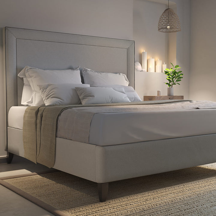Twin Piped Upholstered Bed Frame - Choice Of Standard, Manual Or Power Ottoman, Sizes & Fabrics